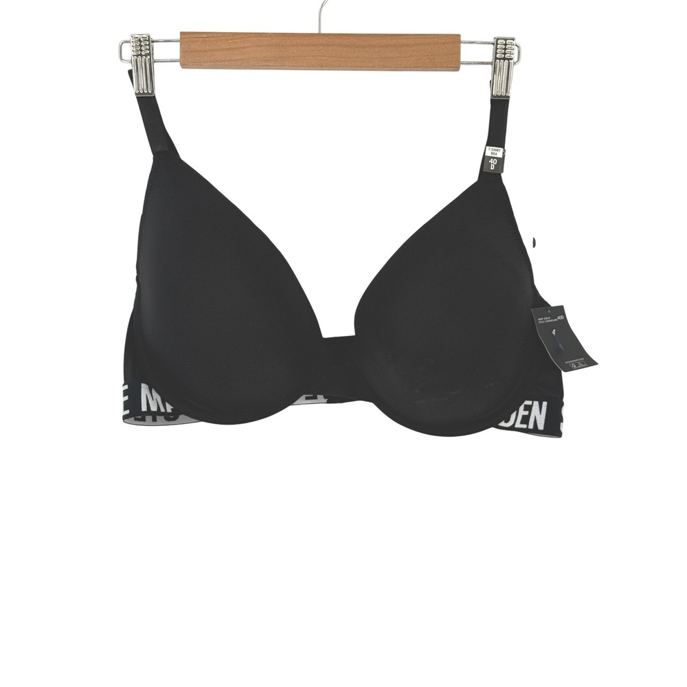 Steve Madden New Black Logo Band T-Shirt Bra 40D‎ Underwire Adjustable Straps